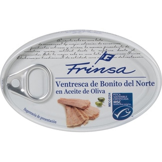 FRINSA ventresca de bonito del Norte en aceite de oliva lata 80 g neto escurrido