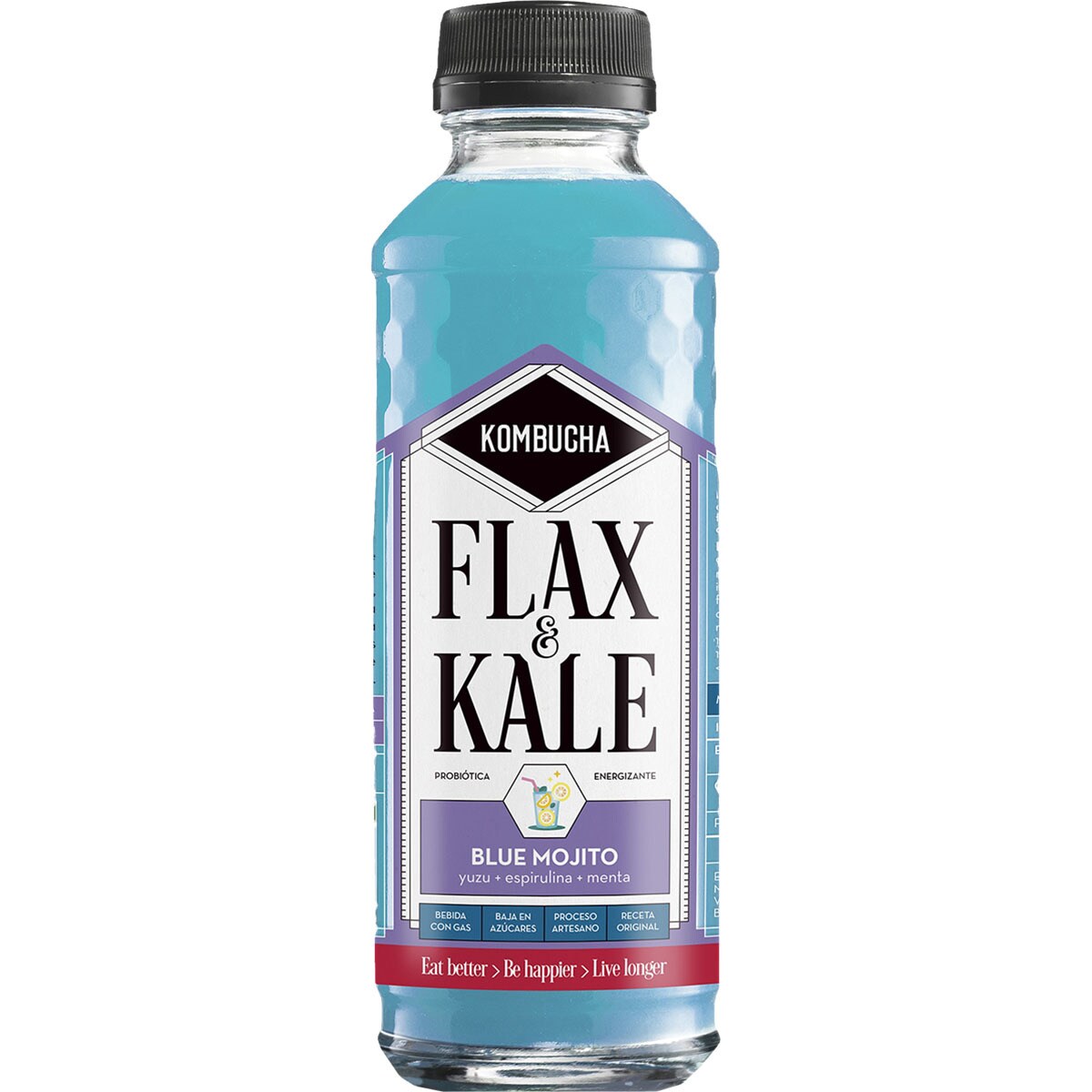 Blue Mojito kombucha yuzu, spirulina and mint flavour bottle 400 ml