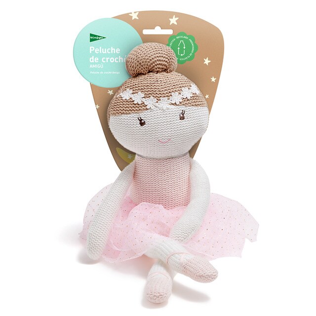 Peluche de croch sostenible Bailarina con vestido rosa Amig El