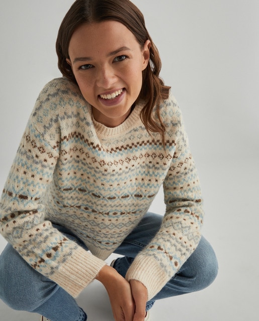 Jersey de punto con cuello redondo mujer