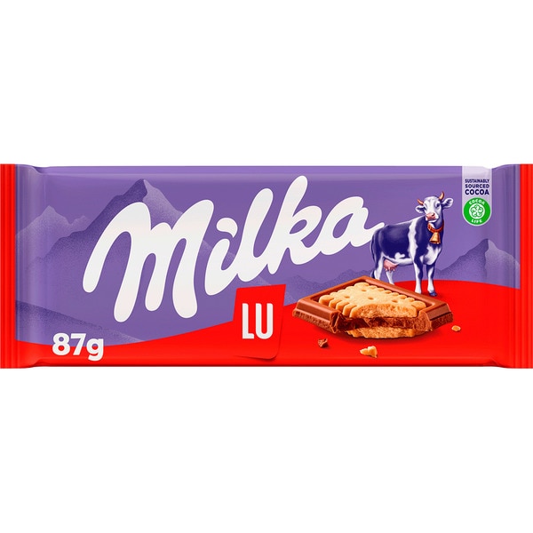 chocolate con leche y galleta LU tableta 87 g