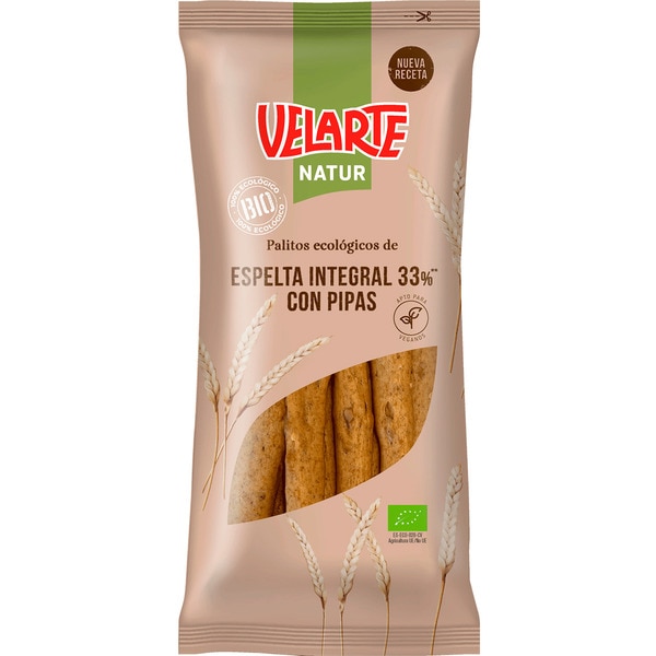 VELARTE palitos ecológicos de espelta integral 33% con pipas bolsa 65 g