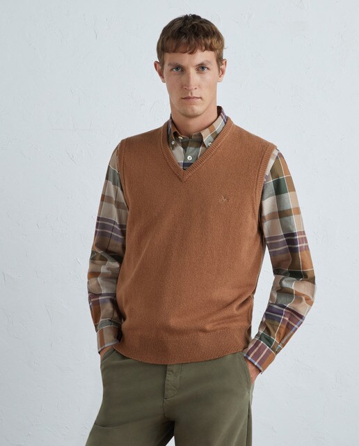 Veste homme sans manches unie en lambswool