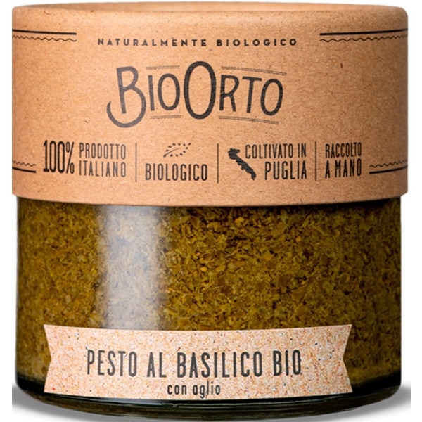 Pesto de Mangericão com Alho Bio embalagem 180 g