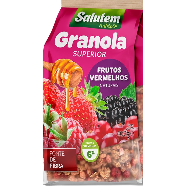 Granola Superior de frutos Vermelhos ao Natural embalagem 400 g