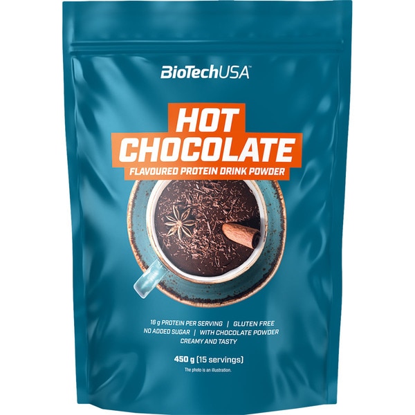 BIOTECH USA Bebida proteica con sabor a chocolate caliente sin gluten y sin azúcares añadidos envase 450 g