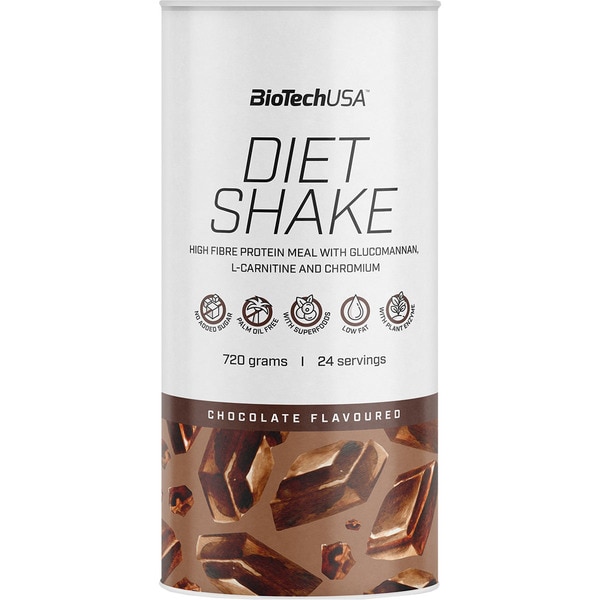 BIOTECH USA Diet Shake batido proteico con glucomanano, L-carnitina y cromo sabor chocolate bote 750 g sin aceite de palma ni azúcares añadidos