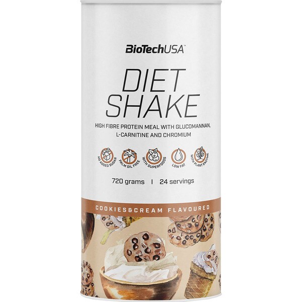 BIOTECH USA Diet Shake batido proteico con glucomanano, L-carnitina y cromo sabor cookies and cream bote 750 g