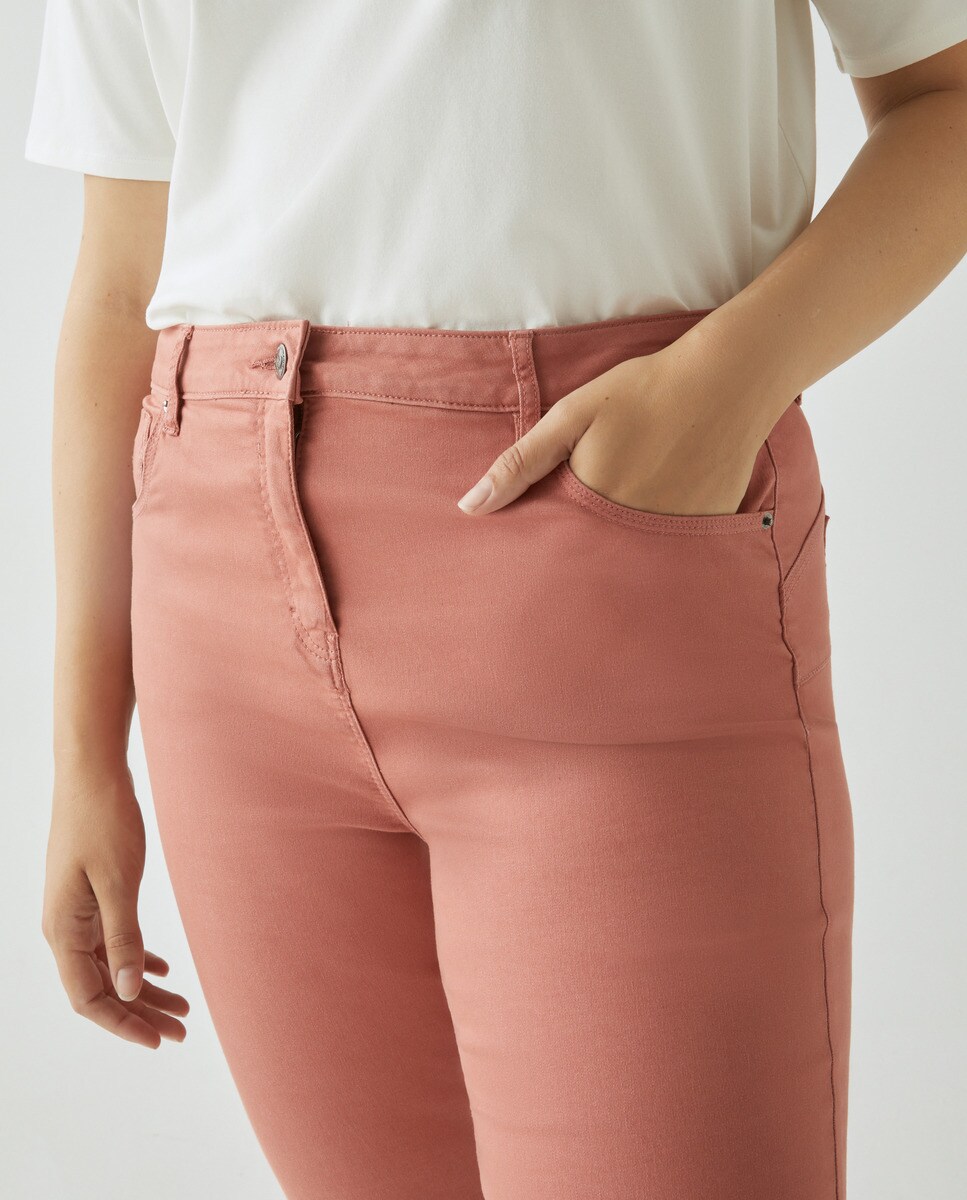 Calças Semi Skinny Push-Up Laranja-6