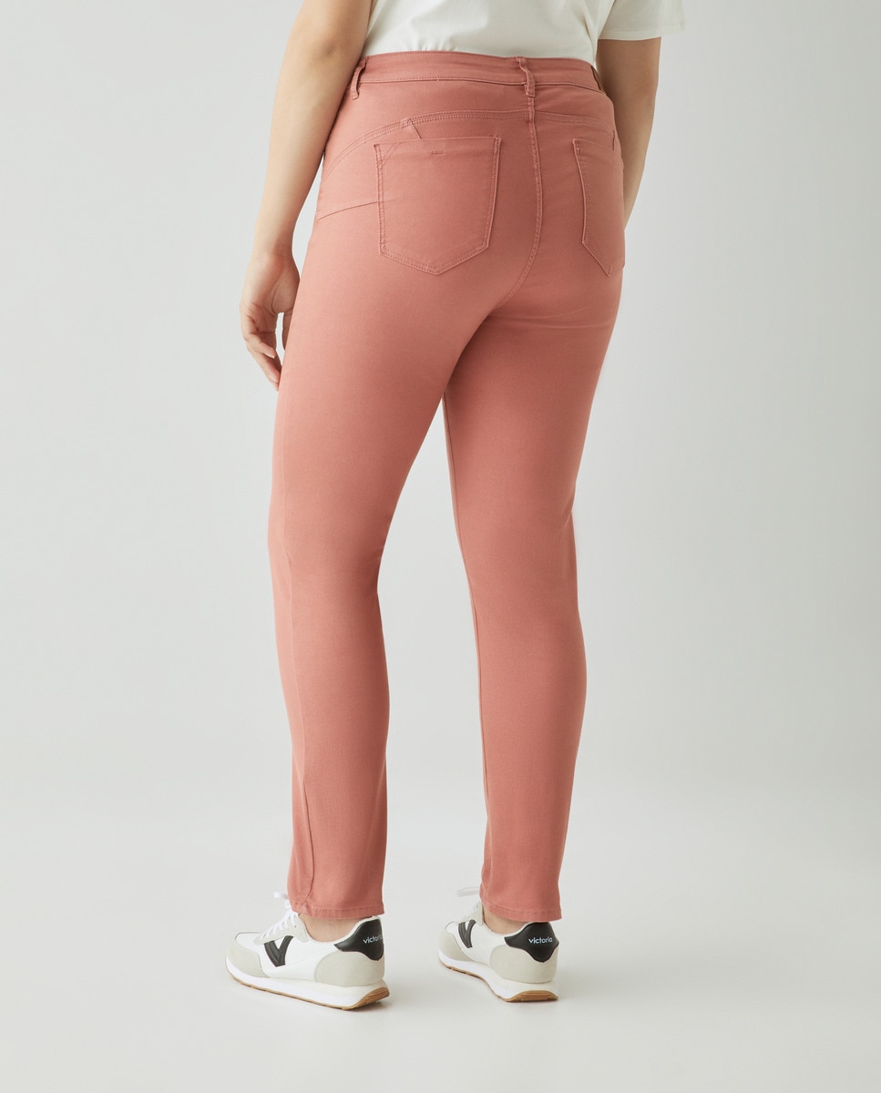 Calças Semi Skinny Push-Up Laranja-3