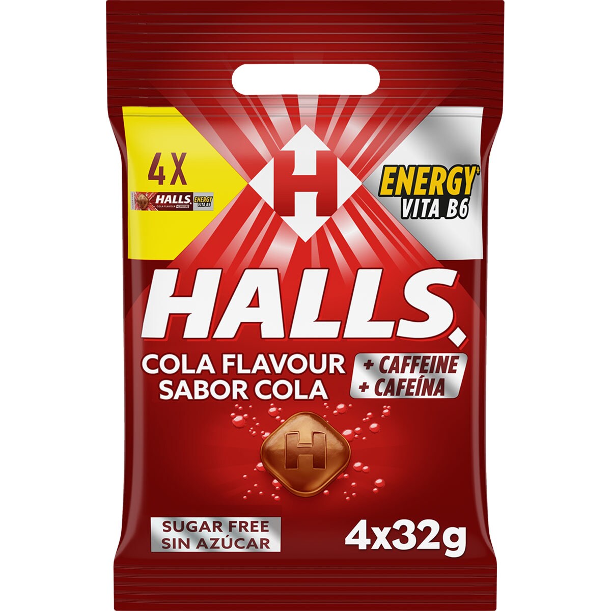 Energy Vita B6 harte Bonbons mit ColaGeschmack und Koffeein 4erPack