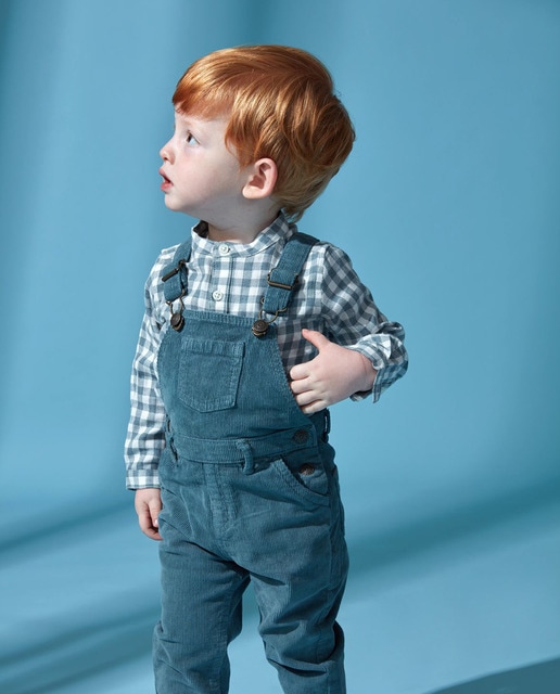 Baby boys' long corduroy dungarees with front pocket · Children's