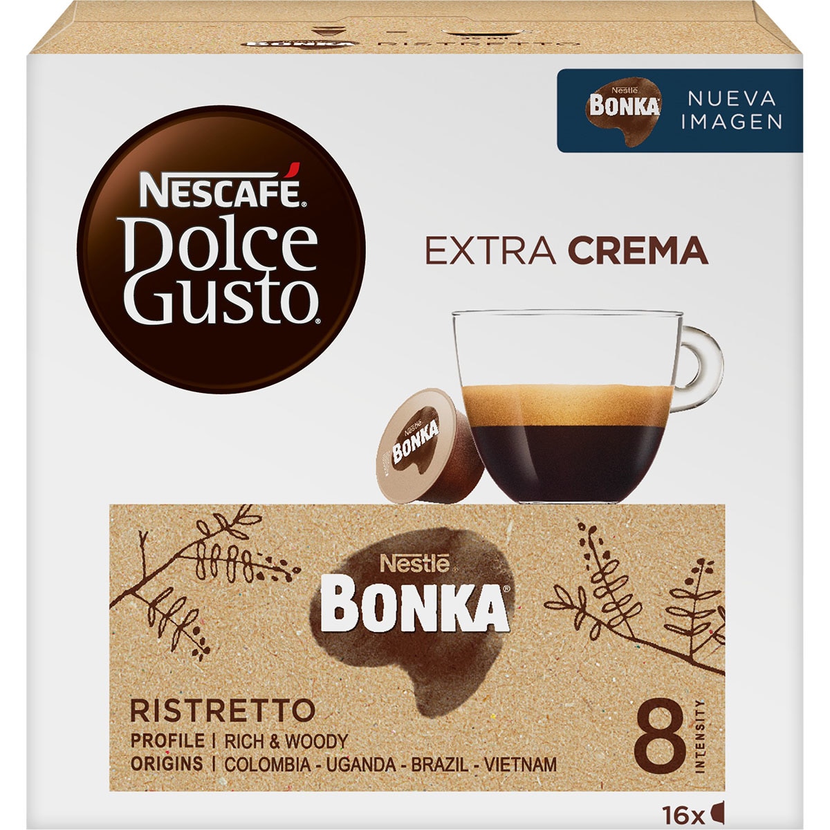Bonka Ristretto coffee Extra Cream Colombia, Uganda, Brazil and Vietnam