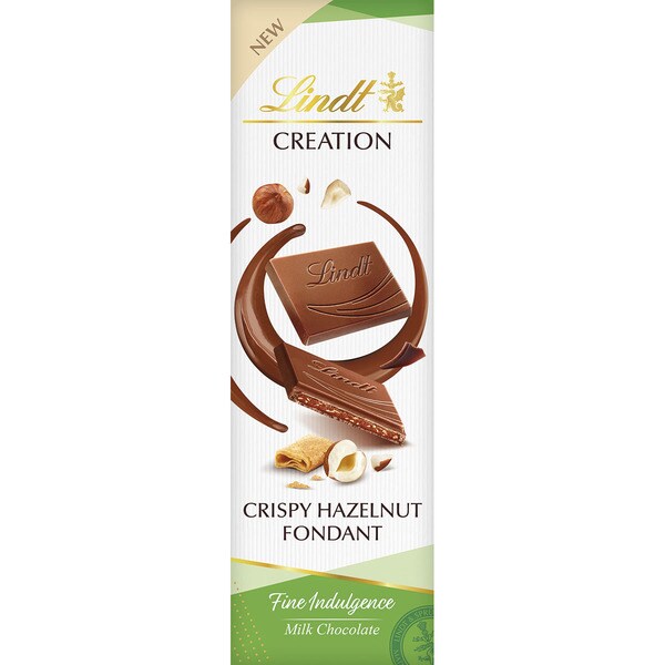 LINDT CREATION chocolate con leche y avellanas crujientes tableta 85 g