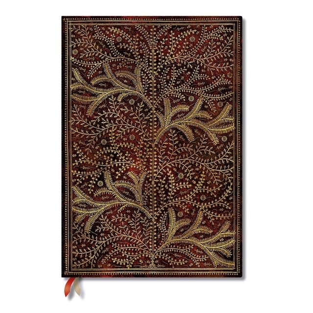 Libreta Grande Liso Cierre con Banda elástica Bosque Silvestre Paperblanks Rojos y Dorados.