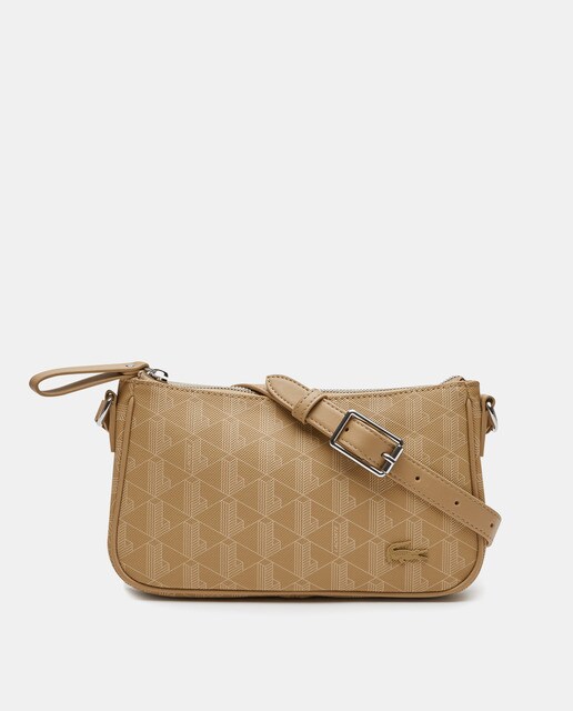 Beige shoulder bag with zip