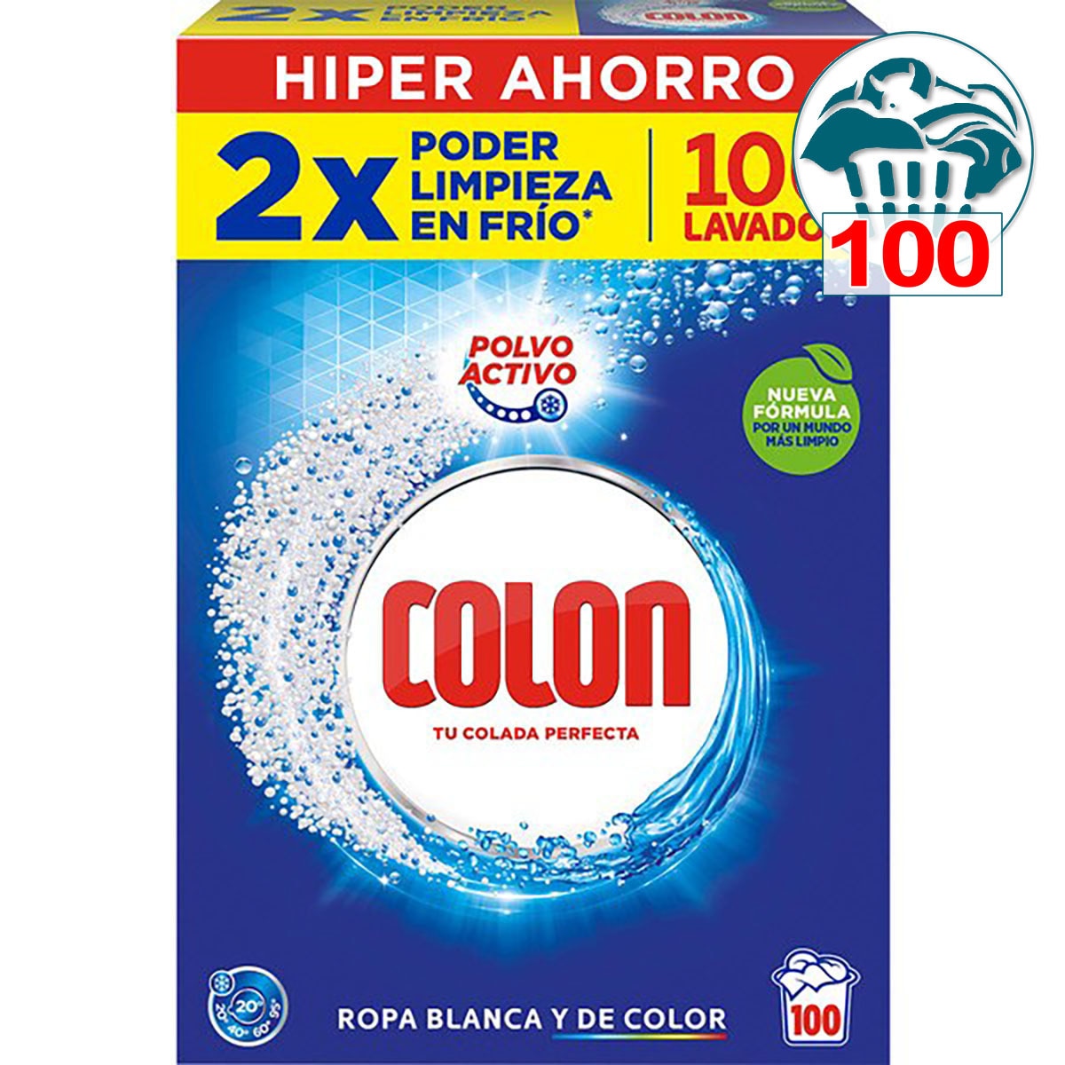 Detergente máquina polvo activo para ropa blanca y de color maleta 100