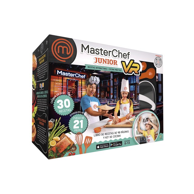 Gafas de realidad virtual, libro y kit de cocina Recetas interactivas Masterchef junior VR