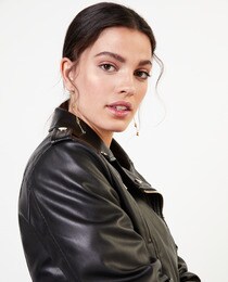 Blouson biker femme avec poches et col à rabat