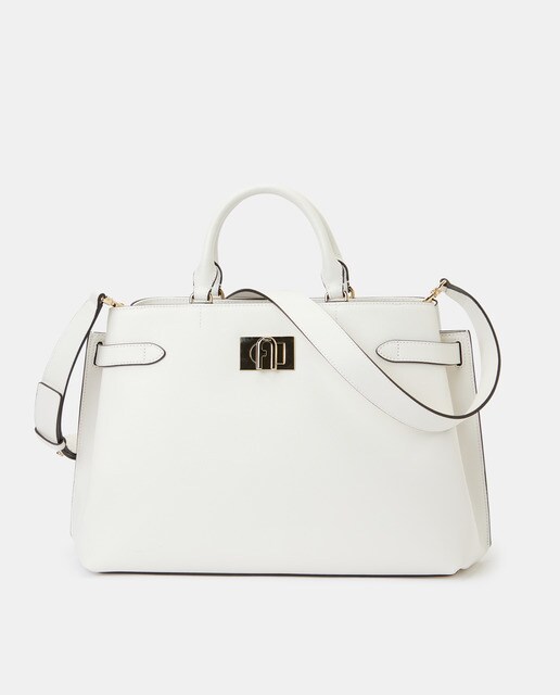 1927 large white leather tote bag with several straps · Women's fashion