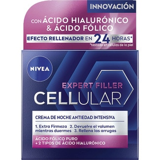 NIVEA Expert Filler Cellular intensive anti-ageing night cream jar 50 ml with pure folic acid + 2 types of hyaluronic acid