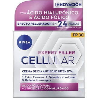 NIVEA Expert Filler Cellular intensive anti-ageing day cream SPF-30 jar 50 ml with pure folic acid + 2 types of hyaluronic acid