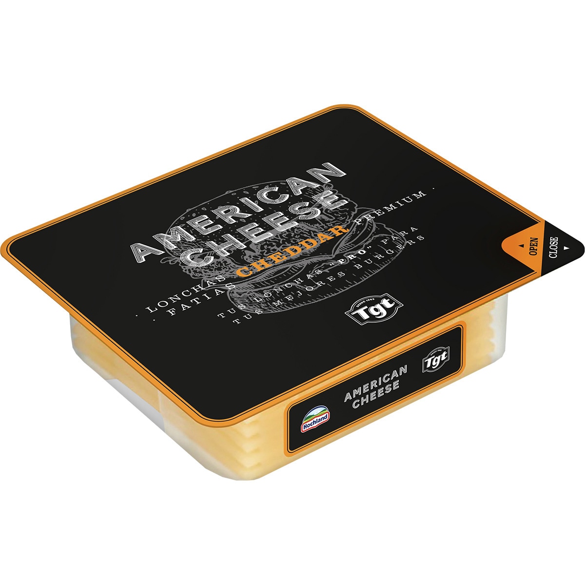 American Cheese queso cheddar para burger en lonchas envase 150 g · TGT · Supermercado El Corte