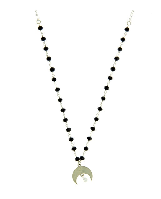 Gargantilla Horn Zirconium Swarovski Onix Silver