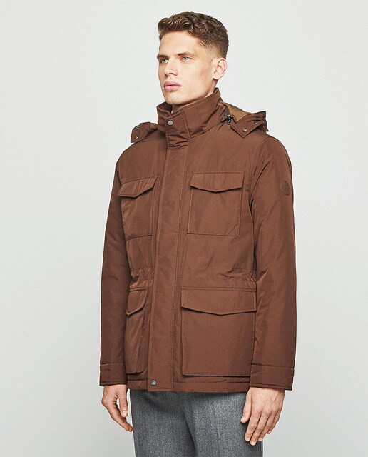 Men's field jacket with removable hood