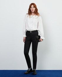 Jean cigarette femme boutonné à la taille