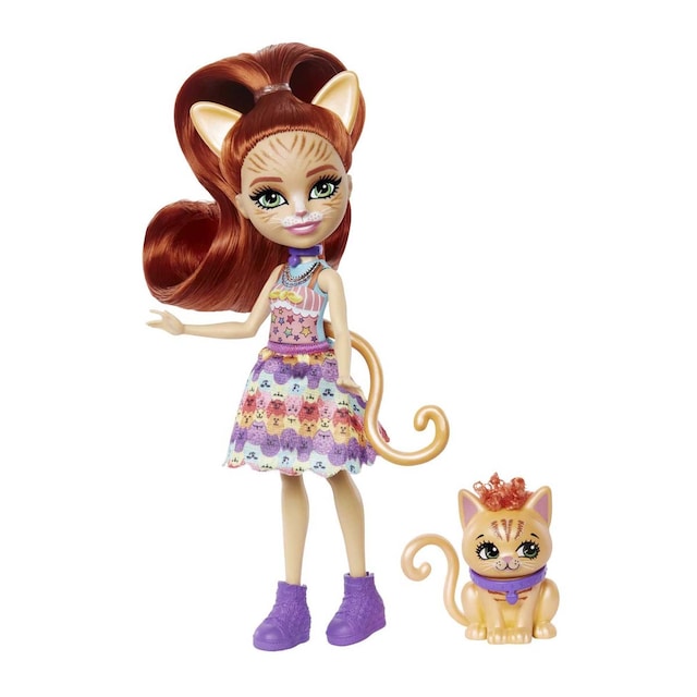 Enchantimals Taria y Cuddler Muñeca con mascota gato