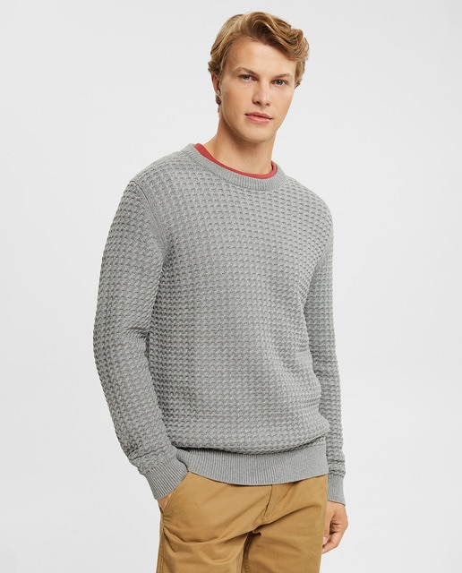 Men's knit sweater with a round collar and design · Men's fashion · El