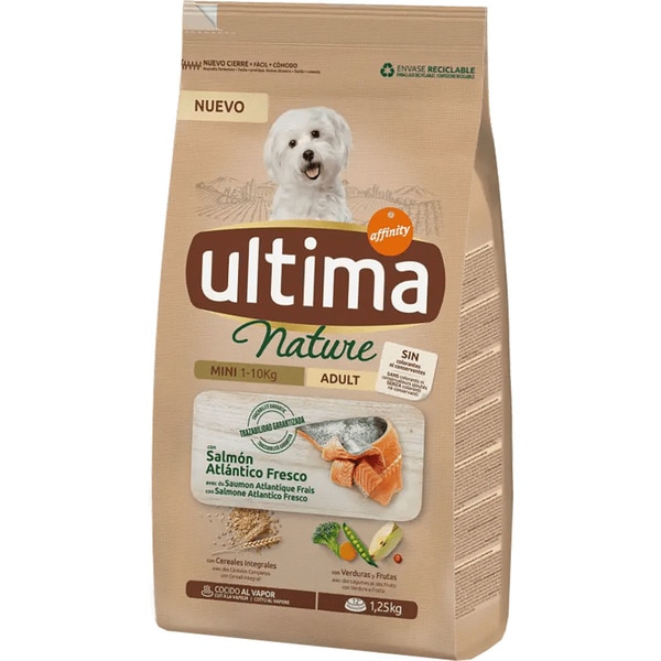 Nature food with salmon for mini breed adult dogs bag 1,25 kg
