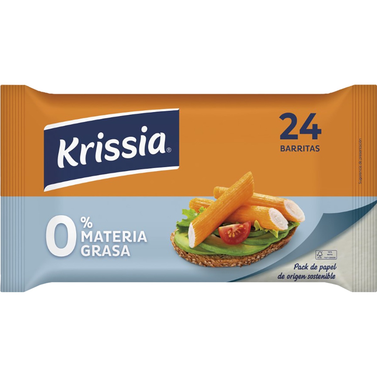 Surimi en barritas 0 M.G. sin gluten 24 unidades estuche 360 g · KRISSIA · Supermercado El