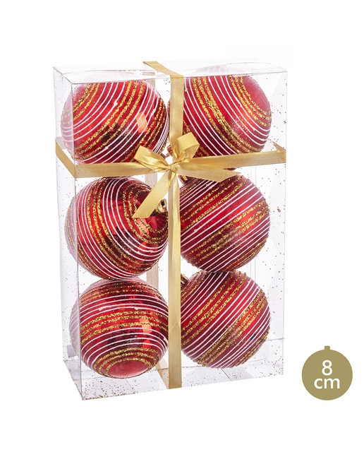 Pack 6 bolas espiral rojo