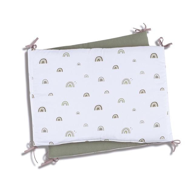 Protector verde-oliva para cuna 60x120 cm (reversible 2 caras)
