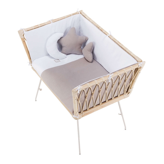 Minicuna de colecho de ratán (50 x 80 cm) Alondra Moai con textil