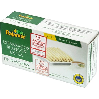 BAJAMAR espárragos blancos extra IGP de Navarra muy gruesos 6-8 piezas lata 250 g neto escurrido