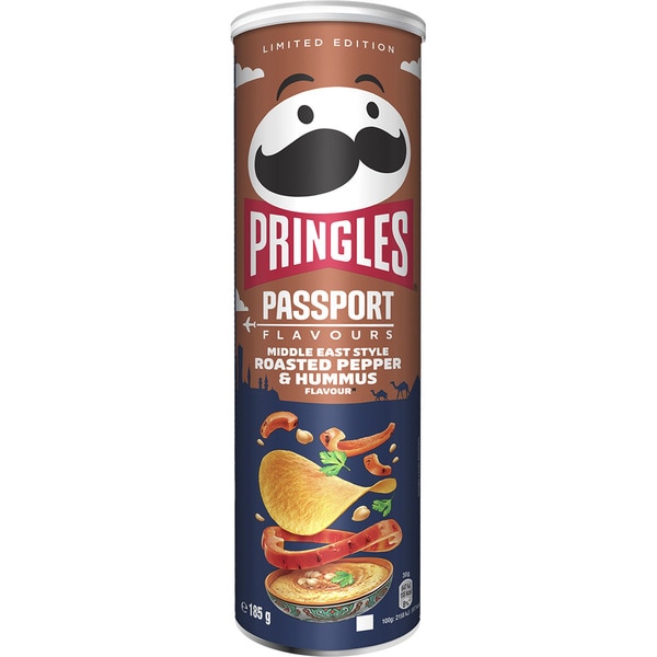PRINGLES aperitivo frito de patata Passport sabor pimiento asado y hummus lata 185 g