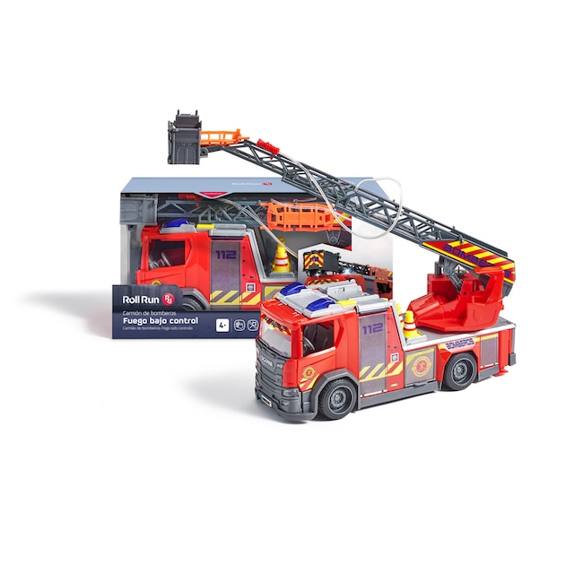 Camión de bomberos SCANIA con luz, sonido y bomba de agua Fuego bajo control Roll Run