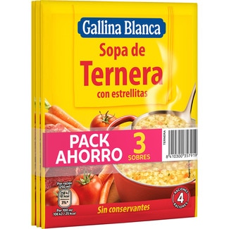 GALLINA BLANCA Beef soup with pasta stars 3-pack sachet 80 g