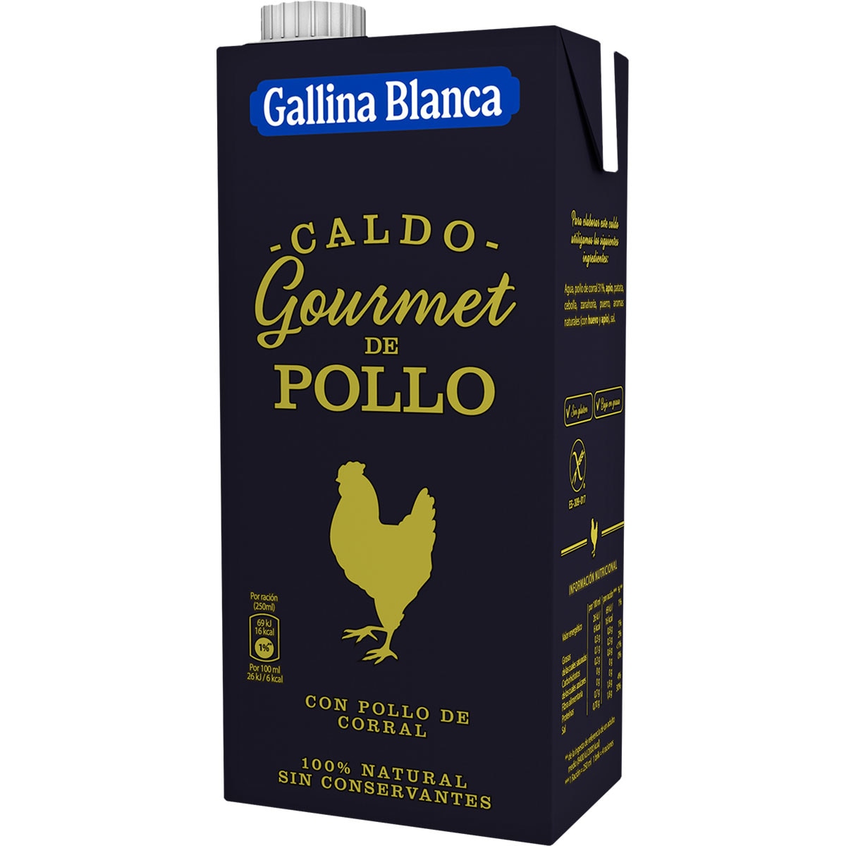 Caldo gourmet con pollo de corral sin gluten envase 1 l - Gallina Blanca