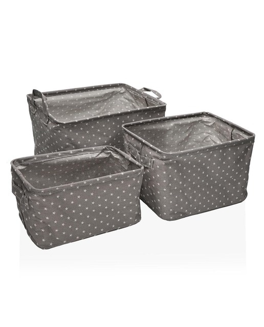 Set 3 cestas rec. stars gris