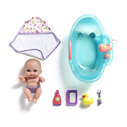 Muñeco con accesorios y bañera con ducha que funciona de verdad Baby burbujas 