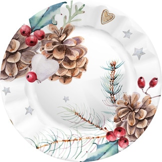 GABBIANO Dekorteller Weihnachtszapfen 24,5 cm Paket 8 Einheiten