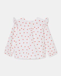 Baby girls' long-sleeve shirt with a round collar