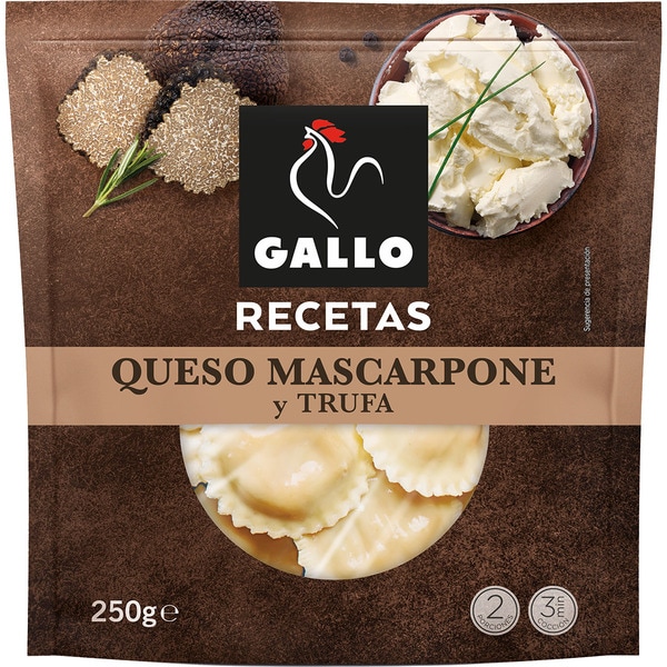 GALLO Recetas pasta fresca soles al huevo rellenos con queso mascarpone y trufa 2 raciones envase 250 g