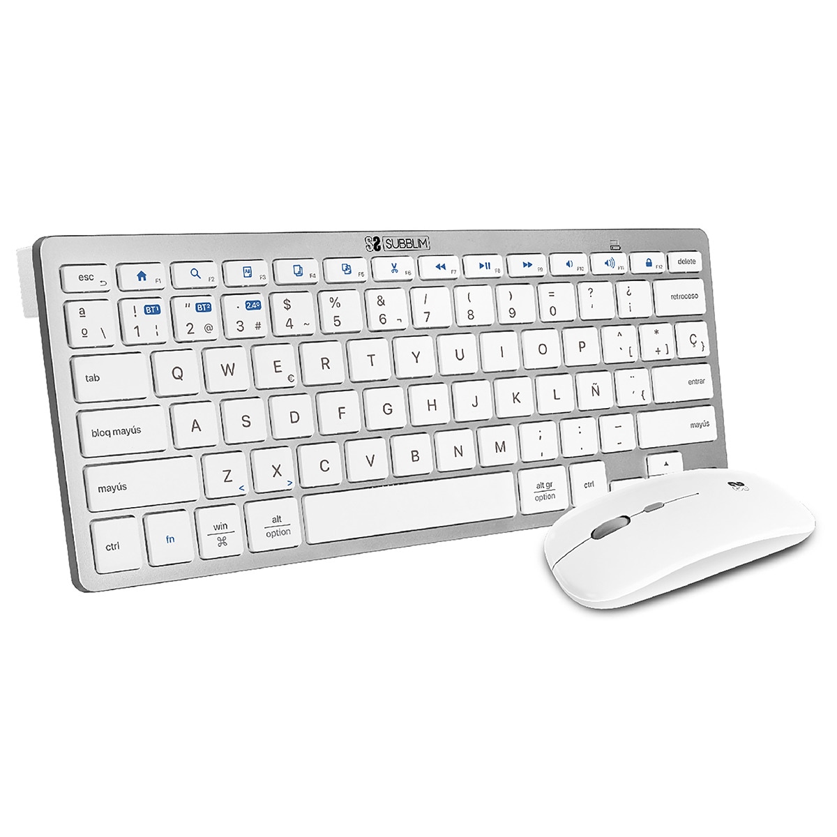 SUBBLIM - Combo de teclado y ratón inalámbricos Subblim Multidispositivo blanco.