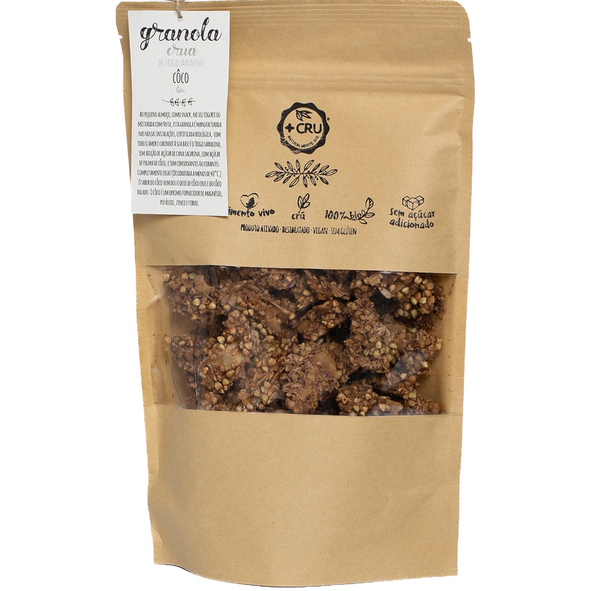 Granola Crua com Coco Biológica embalagem 300 g · + Cru · Supermercado