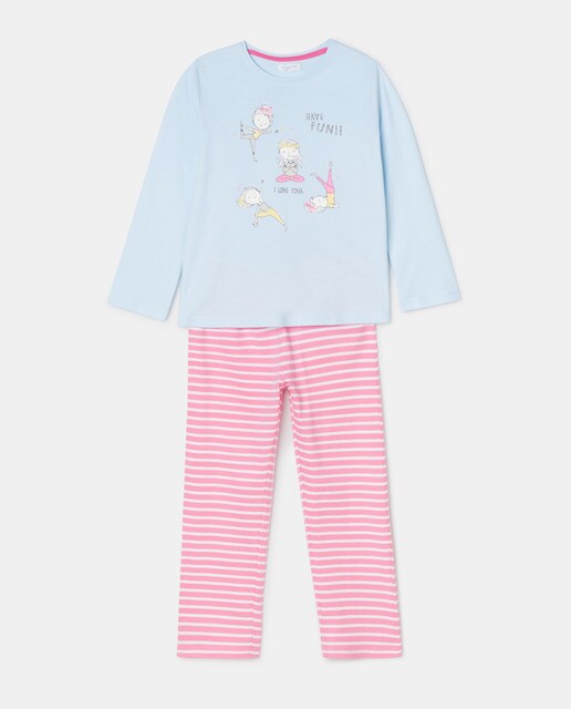 Pyjama fille avec motif yoga devant